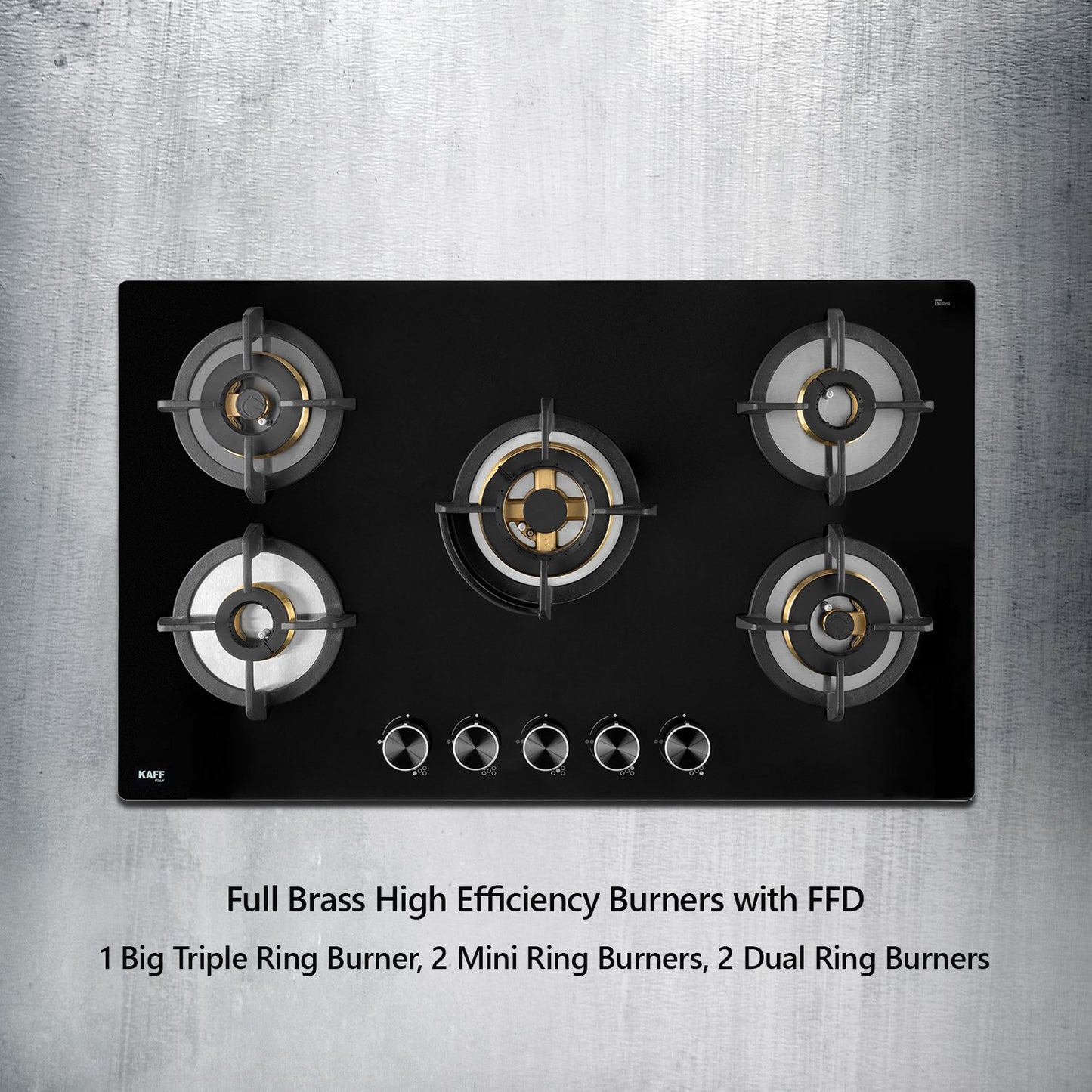 Kaff BLH-F 865X-Built-in Hob, 5 Full Brass High Efficiency Burners, Flame Failure Device, Auto Ignition