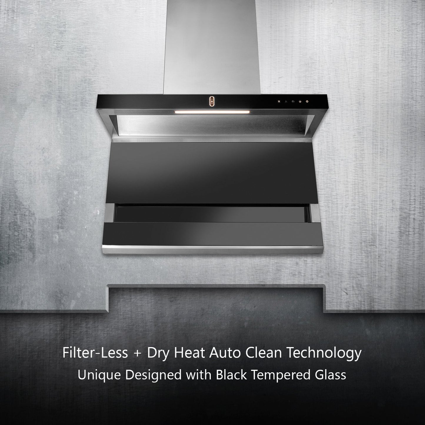 Kaff FALMARC DHC 90-A Chimney, Filter-Less + Dry Heat Auto Clean Technology, Gesture Control