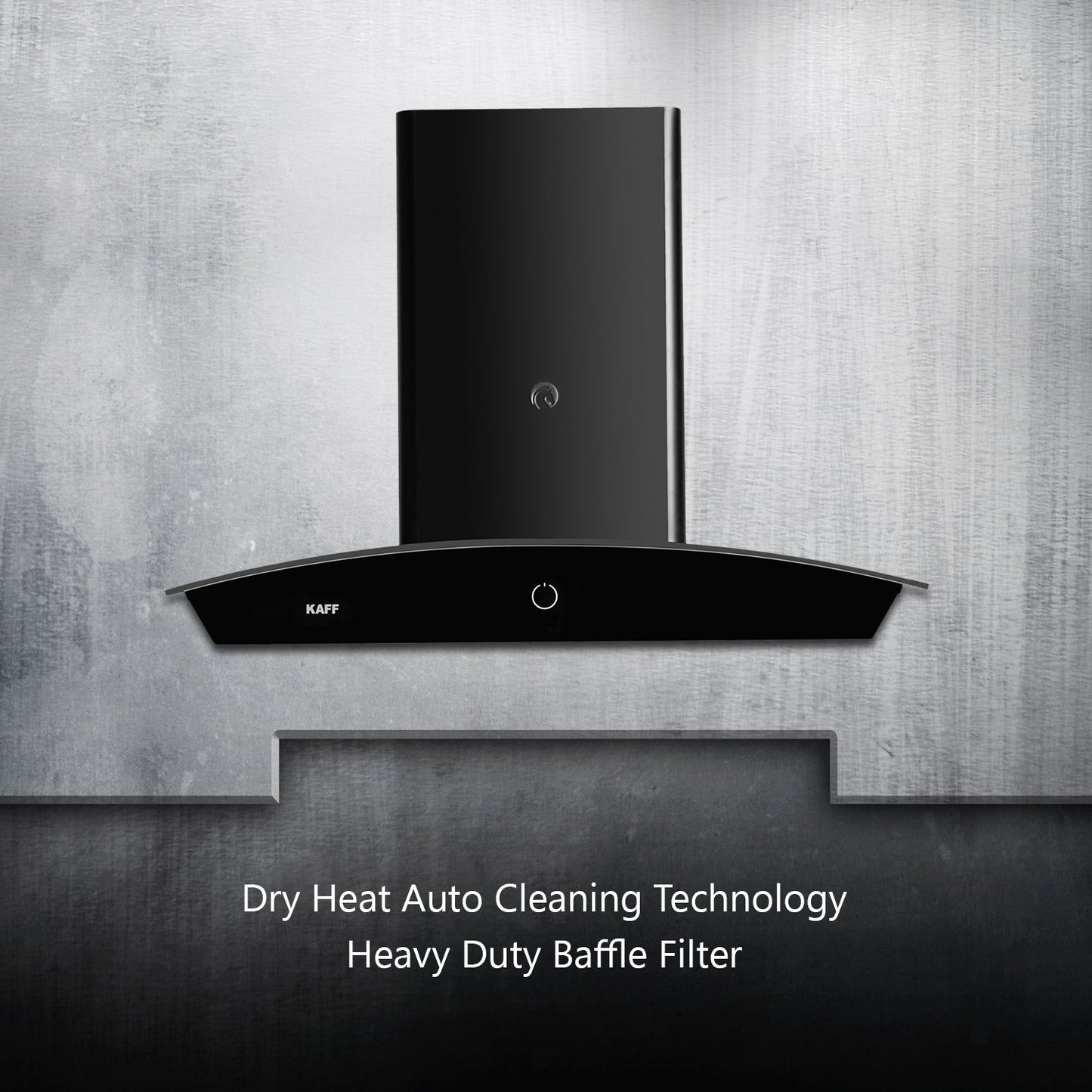 Kaff SIGMA DHC 60-Kitchen Chimney, Baffle Filters, Auto Clean Technology, Matt Black Finish