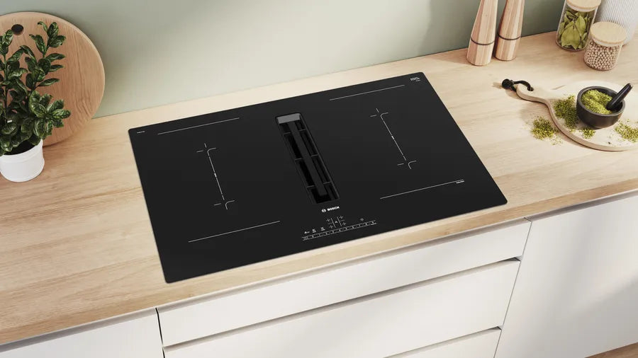 Bosch Series 6 Induction hob with integrated ventilation system 80 cm surface mount without frame PVQ811F15E