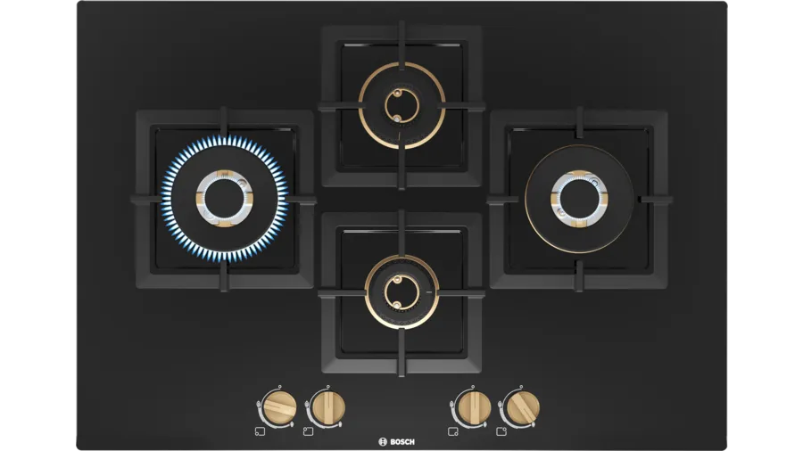 Bosch Series 6 Gas hob 75 cm Tempered glass, Black PNI7B6F20I