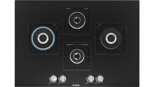 Bosch Series 6 Gas hob 75 cm Tempered glass, Black PNI7B6B10I