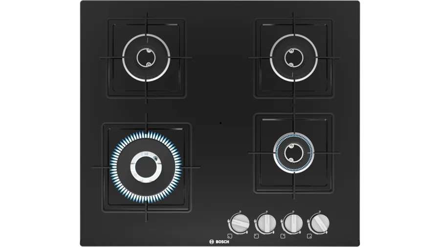 Bosch Series 4 Gas hob 60 cm Tempered glass, Black PNH6B6B12I