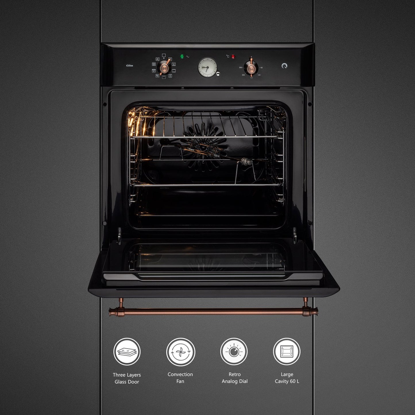 Kaff CLOV 6 BLN-Built in Oven, True Convection, Large Cavity, Multi Functions with Mechanical Control