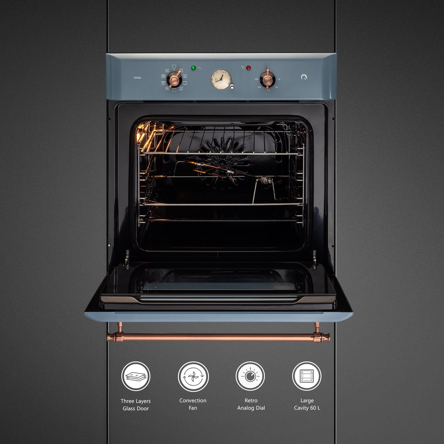 Kaff CLOV6 GR-Built-in Oven, Multi Functions, Electric Oven with True Convection