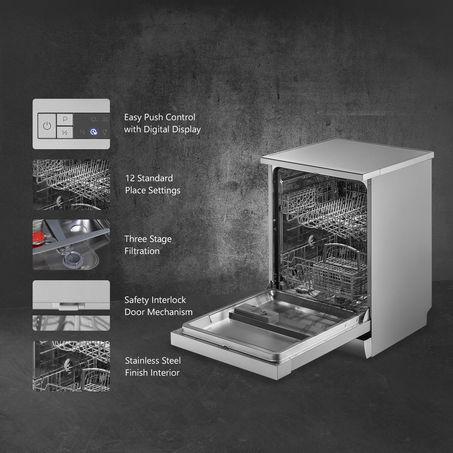 Kaff DW VETRA DX 60-Free Standing Dishwasher, Three Stage Filtration