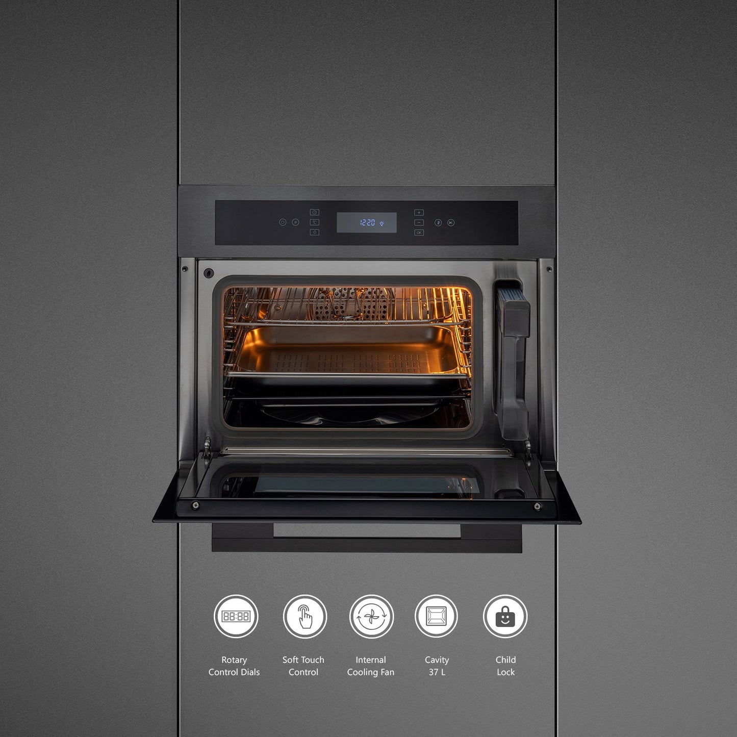 Kaff MZ ST6 TN-Built-in Oven, Glass with Titanium Finish Fascia, Memory Function