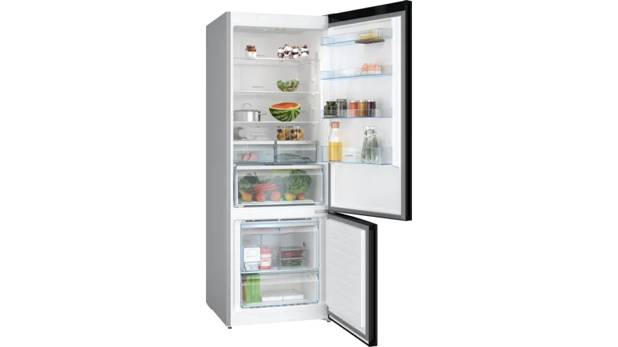 Series 4 free-standing fridge-freezer with freezer at bottom 193 x 70 cm Black stainless steel