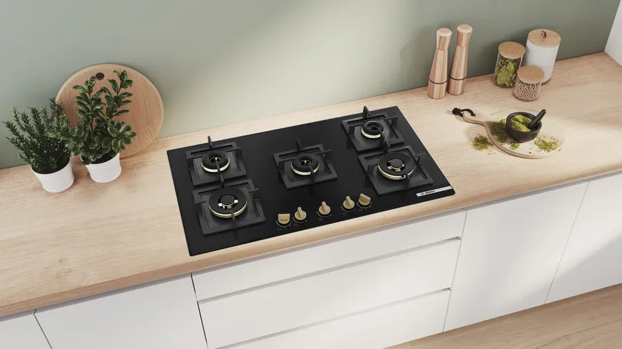 Bosch Series 6 Gas hob 90 cm Tempered glass, Black PNV9B6G20I