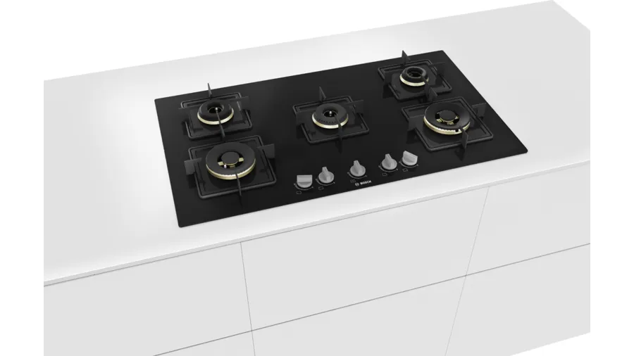 Bosch Series 6 Gas hob 90 cm Tempered glass, Black PNV9B6F10I