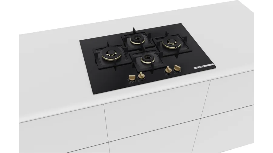 Bosch Series 6 Gas hob 75 cm Tempered glass, Black PNI7B6G20I