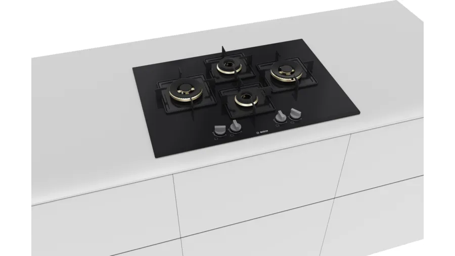 Bosch Series 6 Gas hob 75 cm Tempered glass, Black PNI7B6F10I