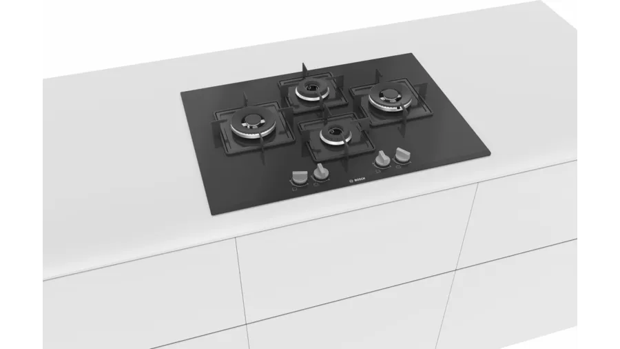 Bosch Series 6 Gas hob 75 cm Tempered glass, Black PNI7B6B10I