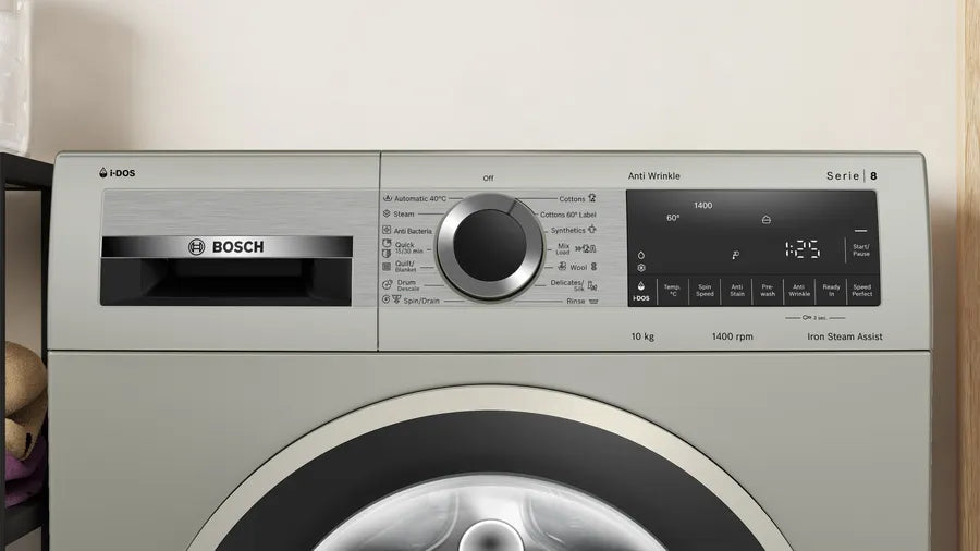 Series 8 washing machine, front loader 10 kg , Silver inox