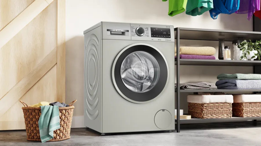 Series 8 washing machine, front loader 9 kg , Silver inox