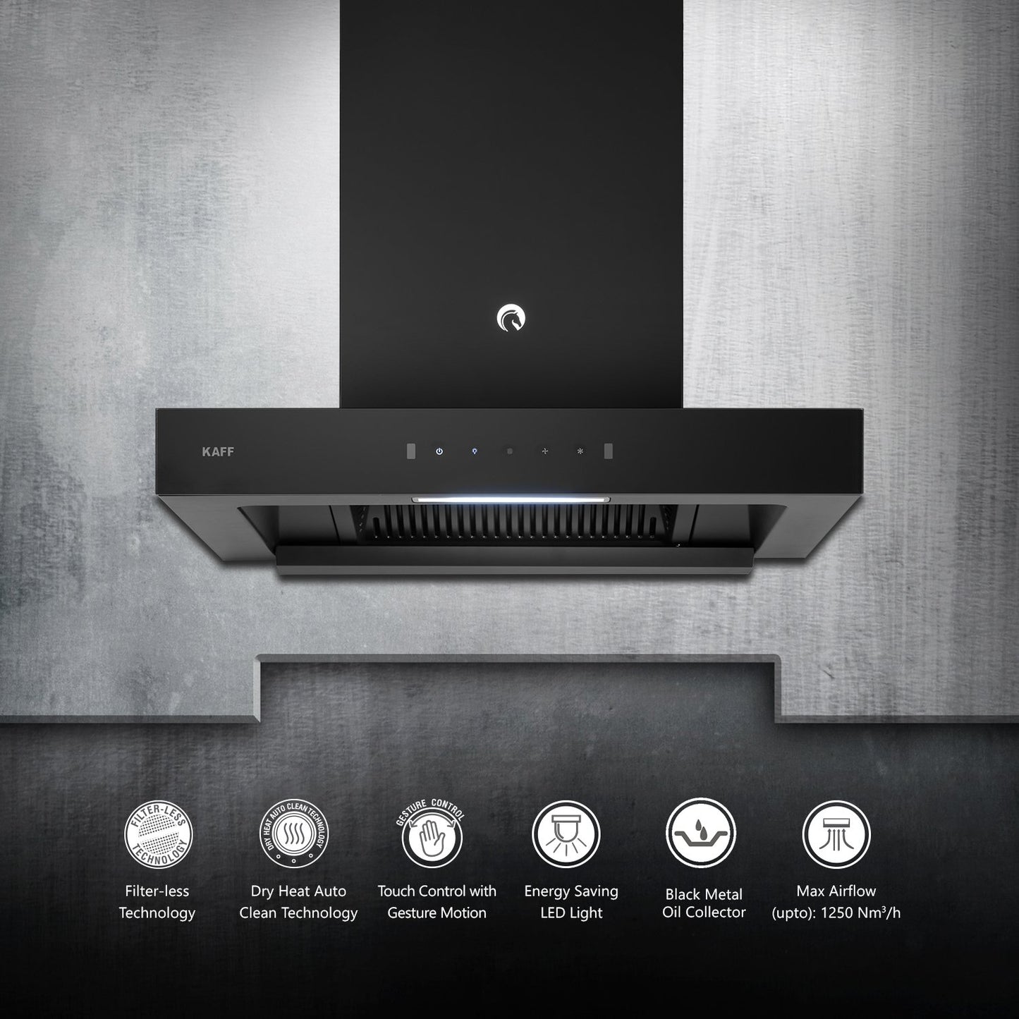 Kaff CASTO DX DHC 60-Chimney/Cooker Hoods, Dry Heat Auto Clean Technology