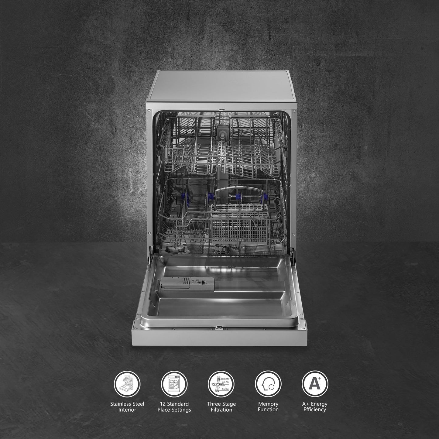 Kaff DW VETRA DX 60-Free Standing Dishwasher, Three Stage Filtration