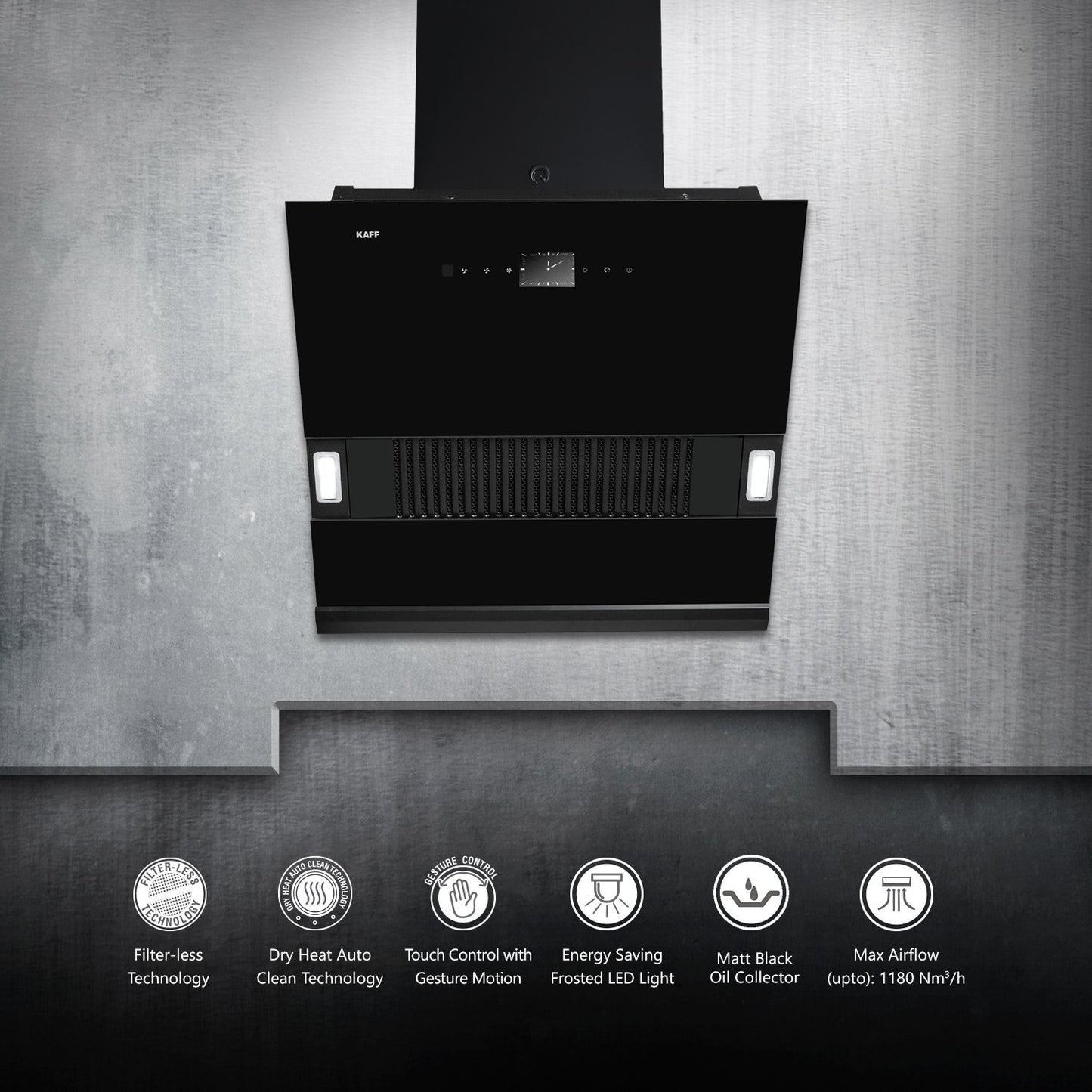 Kaff HAWK DHC 60-Cooker Hoods, Filter-Less + Dry Heat Auto Clean Technology