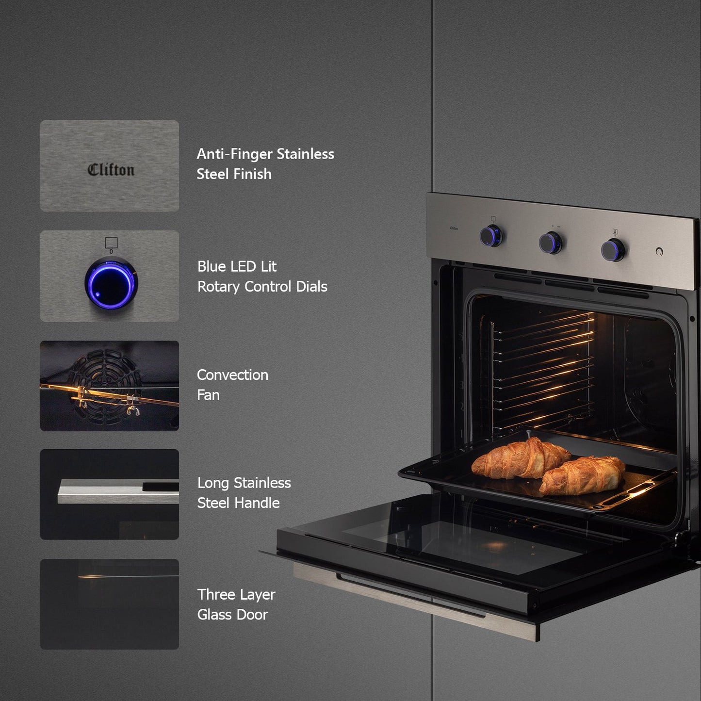 Kaff OV70 AMSS-Built-in Oven, Cavity 70 L, True Convection, Multi-Function Oven