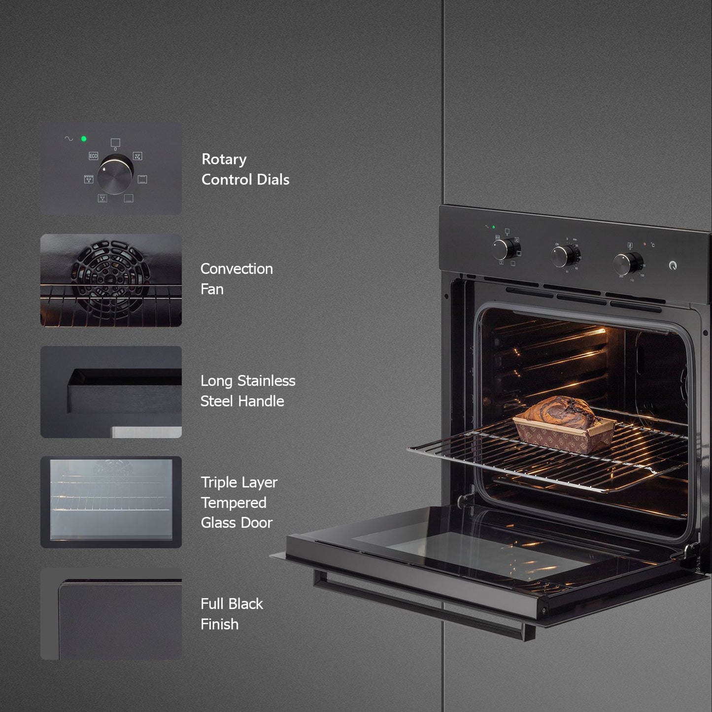 Kaff OV 80 ML 7-Built-in Oven, Convection Fan, Extra Large Cavity 80 L, Rotary Control Dials