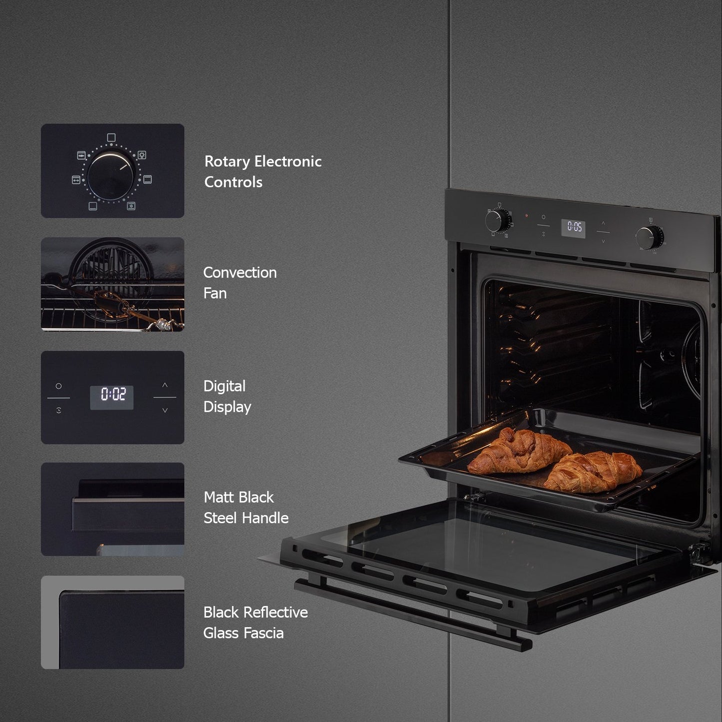 Kaff OV81 GIKF-Built-in Oven, Extra-Large Cavity 81 L, Electric Oven, Rotary Electronic Controls