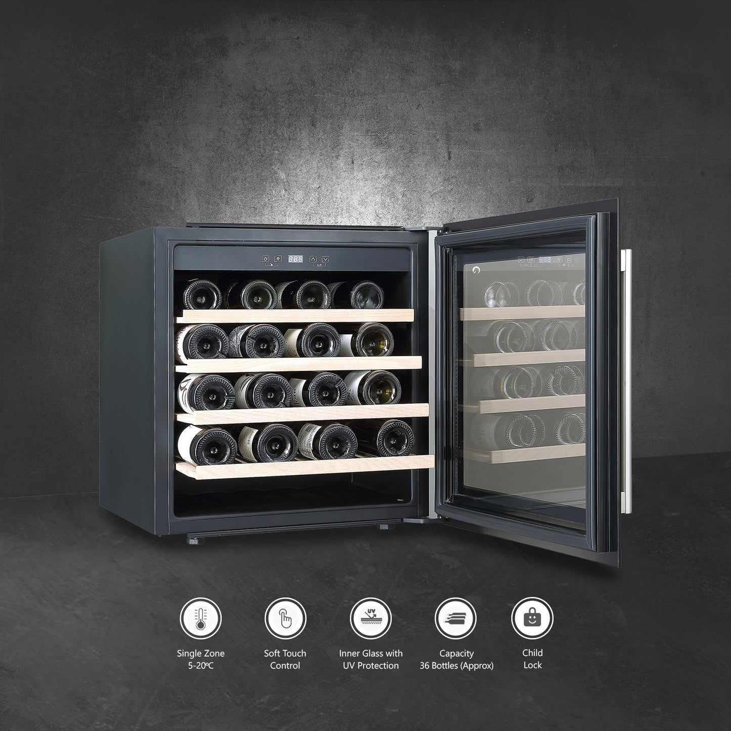 Kaff WC92 BI-Wine Cooler (Built-in), Touch Control, 36 Bottles Capacity Approx., Child Lock