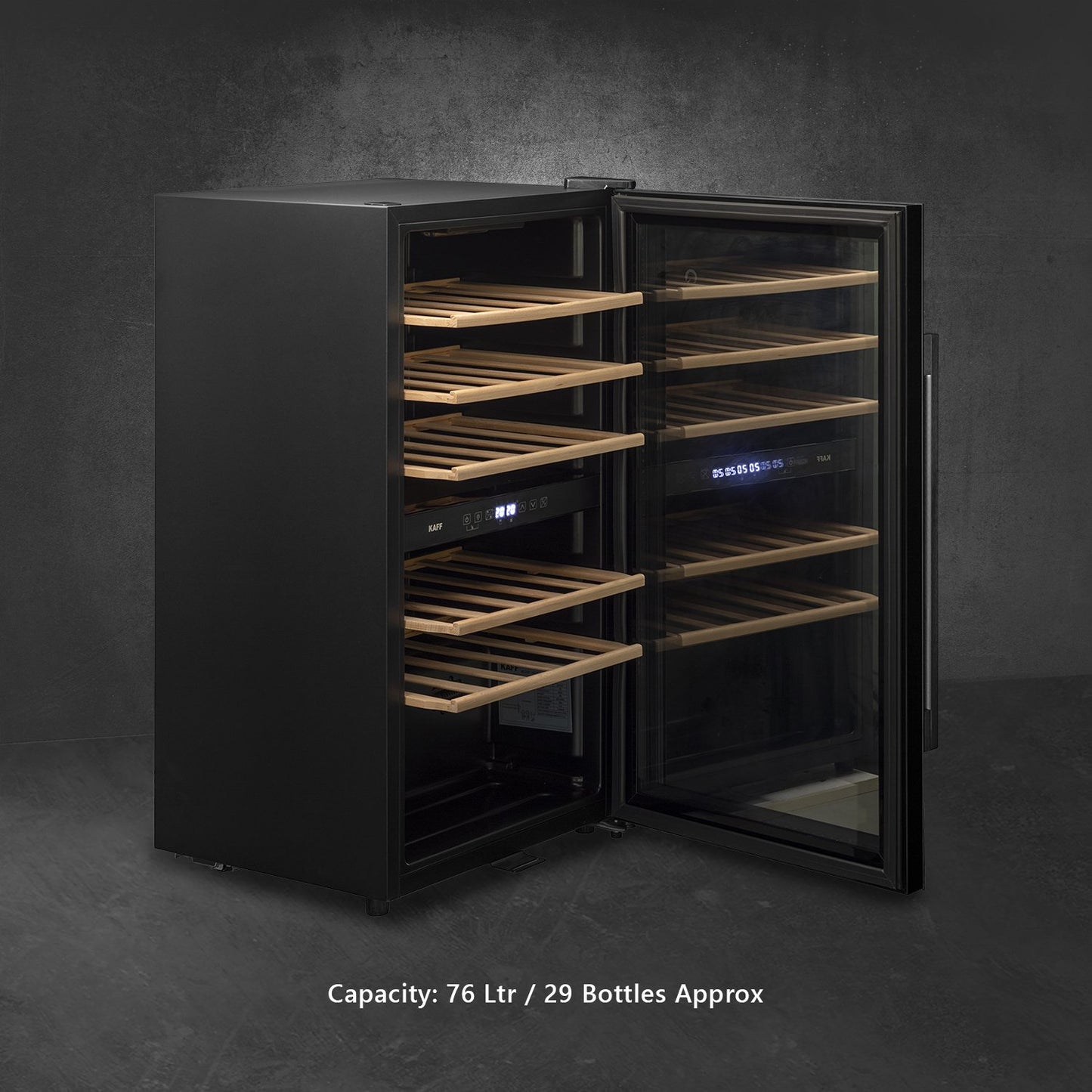 Kaff WC 76 DZ-Wine Cooler (Free Standing), Dual Zone Temperature Control,  29 Bottles Capacity Approx.