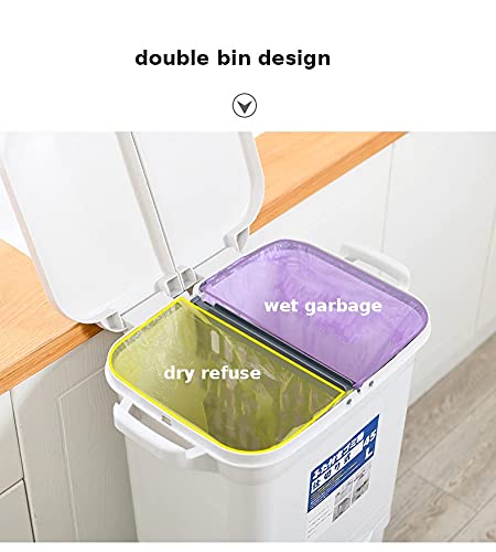 Willow Kitchen Trash Can Recycle Bin Sorting Trash Bin Household Dry And Wet Separation Waste Bin Classification Rubbish Bin with wheel