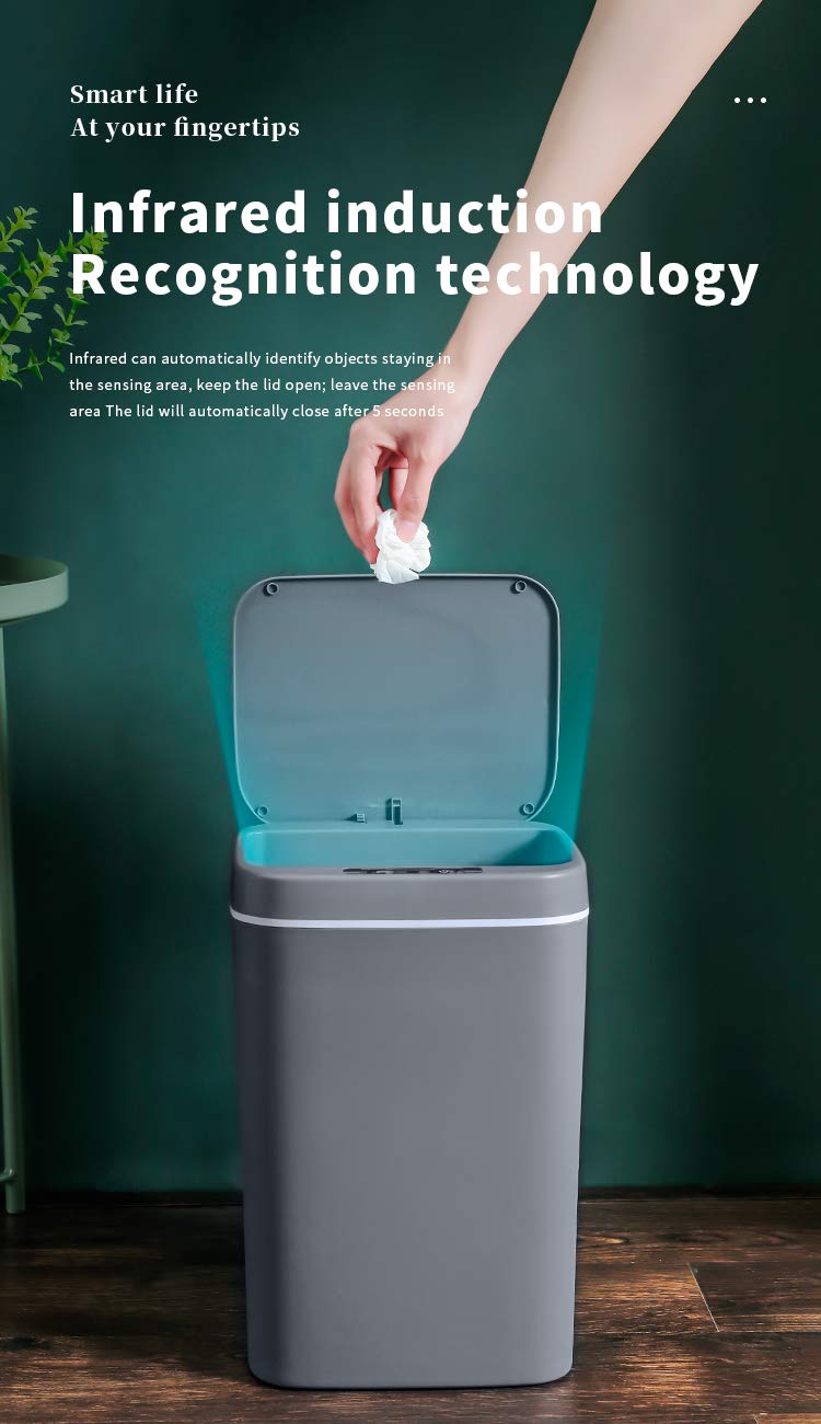 Pine Smart Trash Can Wireless Sensor Automatic Trash Bin Touchless Garbage Bin Bathroom Toilet Dustbin Kitchen Household Waste Bin