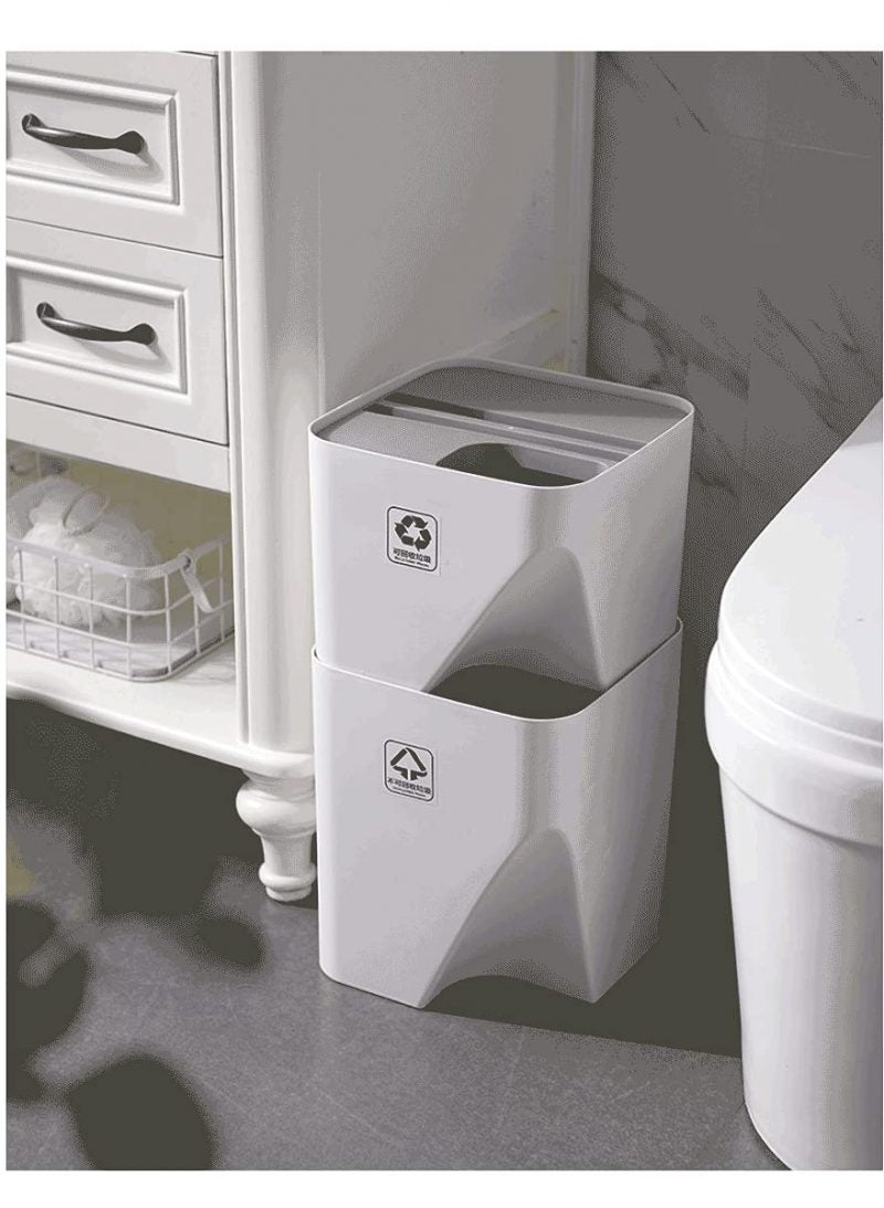 Maple Kitchen Trash Can Stacked Sorting Trash Bin Recycling Bin Household Dry and Wet Separation Waste Bin Rubbish Bin for Living Room, Office, Bedroom, Bathroom, Kitchen - Set of 2