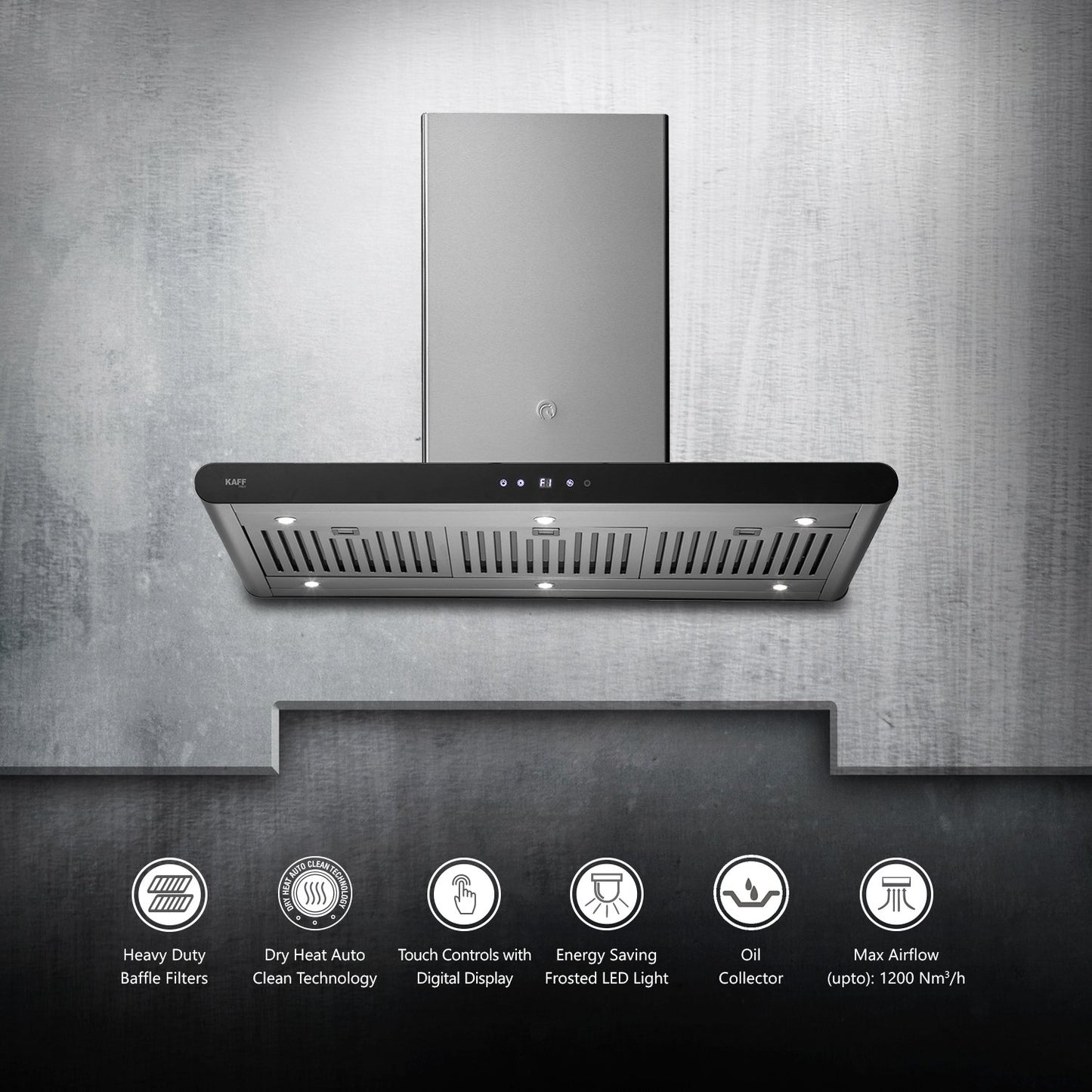 Kaff CANARY BF DHC 90 IS-Chimney, Baffle Filter, Auto Clean Technology, Digital Display