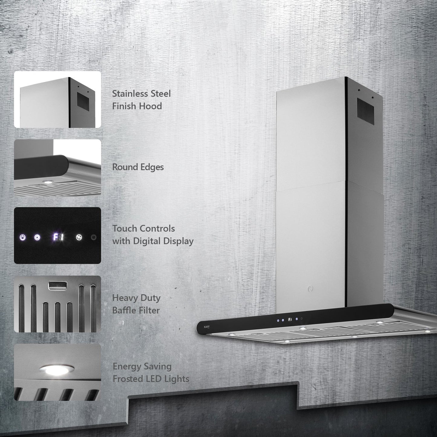 Kaff CANARY BF DHC 90 IS-Chimney, Baffle Filter, Auto Clean Technology, Digital Display