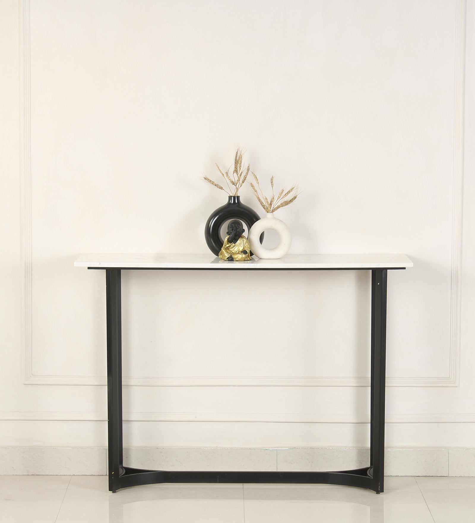 Prism Marble Console Table In Black Finish