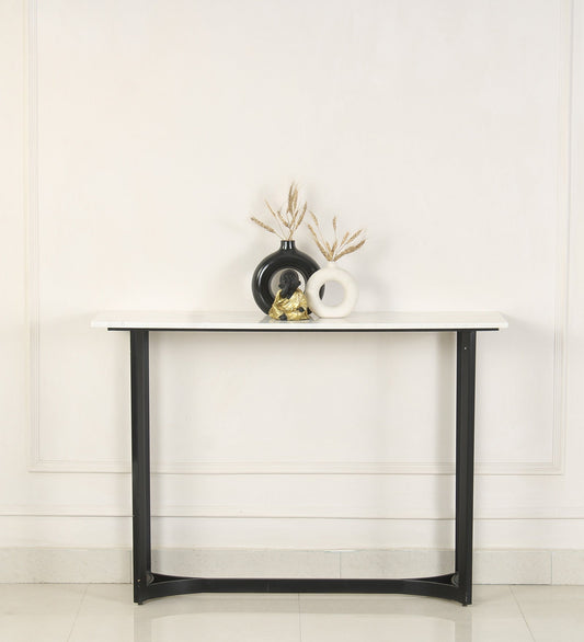 Prism Marble Console Table In Black Finish