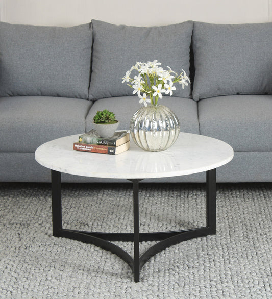 FrothFurnish Marble Coffee Table In Black Finish