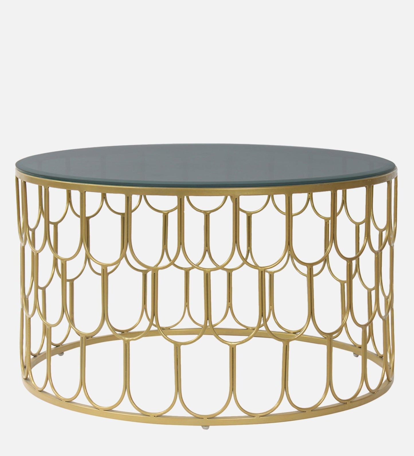 PerkPlatform Black Glass Coffee Table In Gold Finish