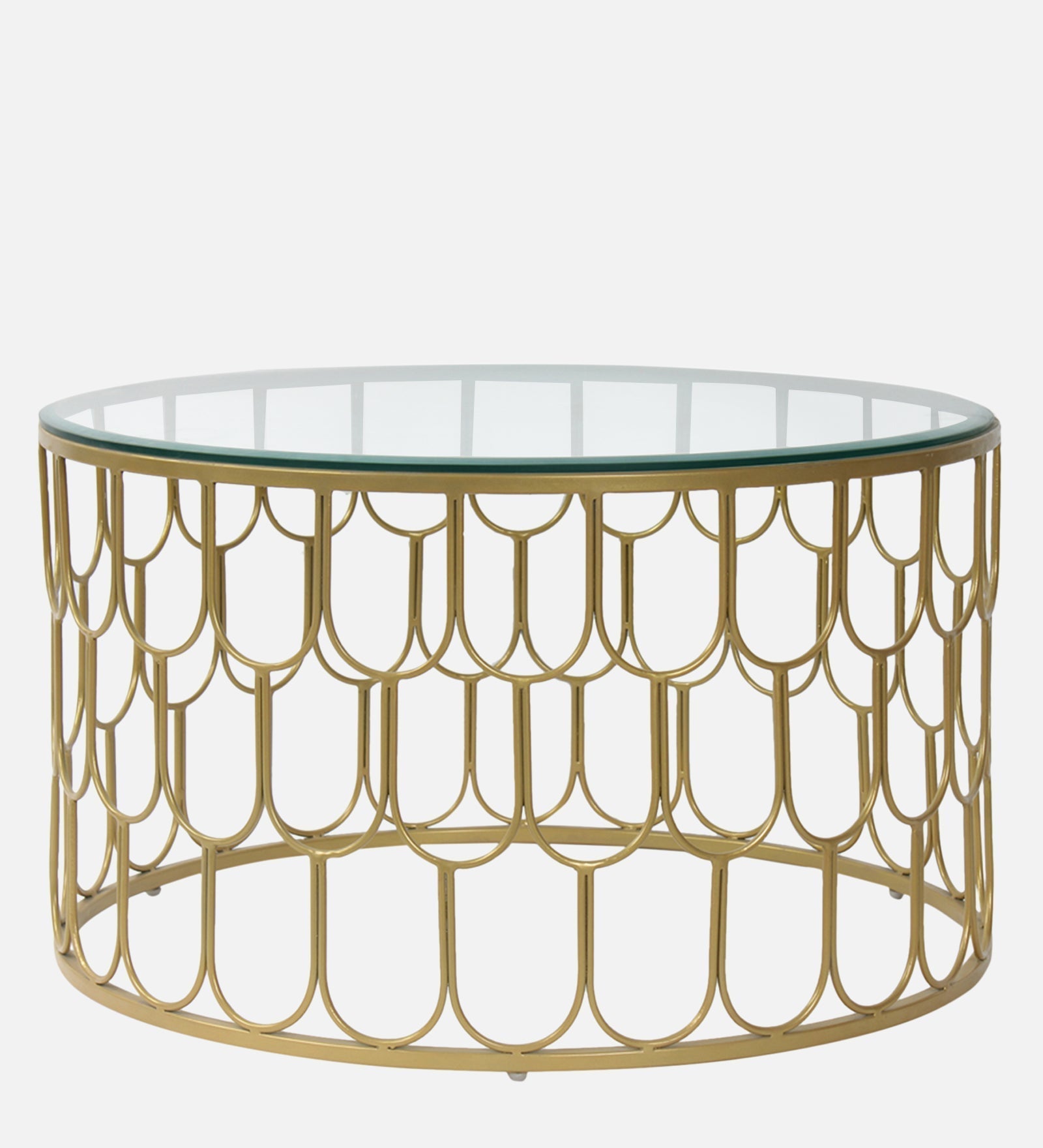 PerkPlatform Clear Glass Coffee Table In Gold Finish