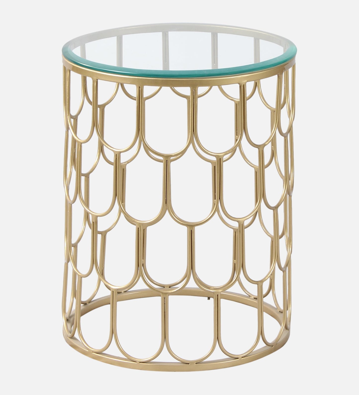 Serenity Clear Glass Side Table In Gold Finish