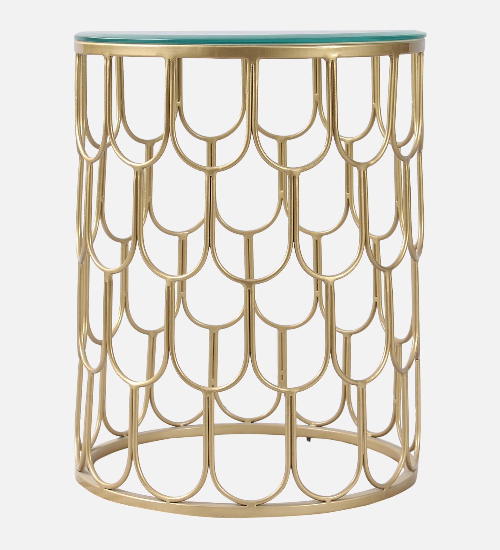 Serenity Clear Glass Side Table In Gold Finish