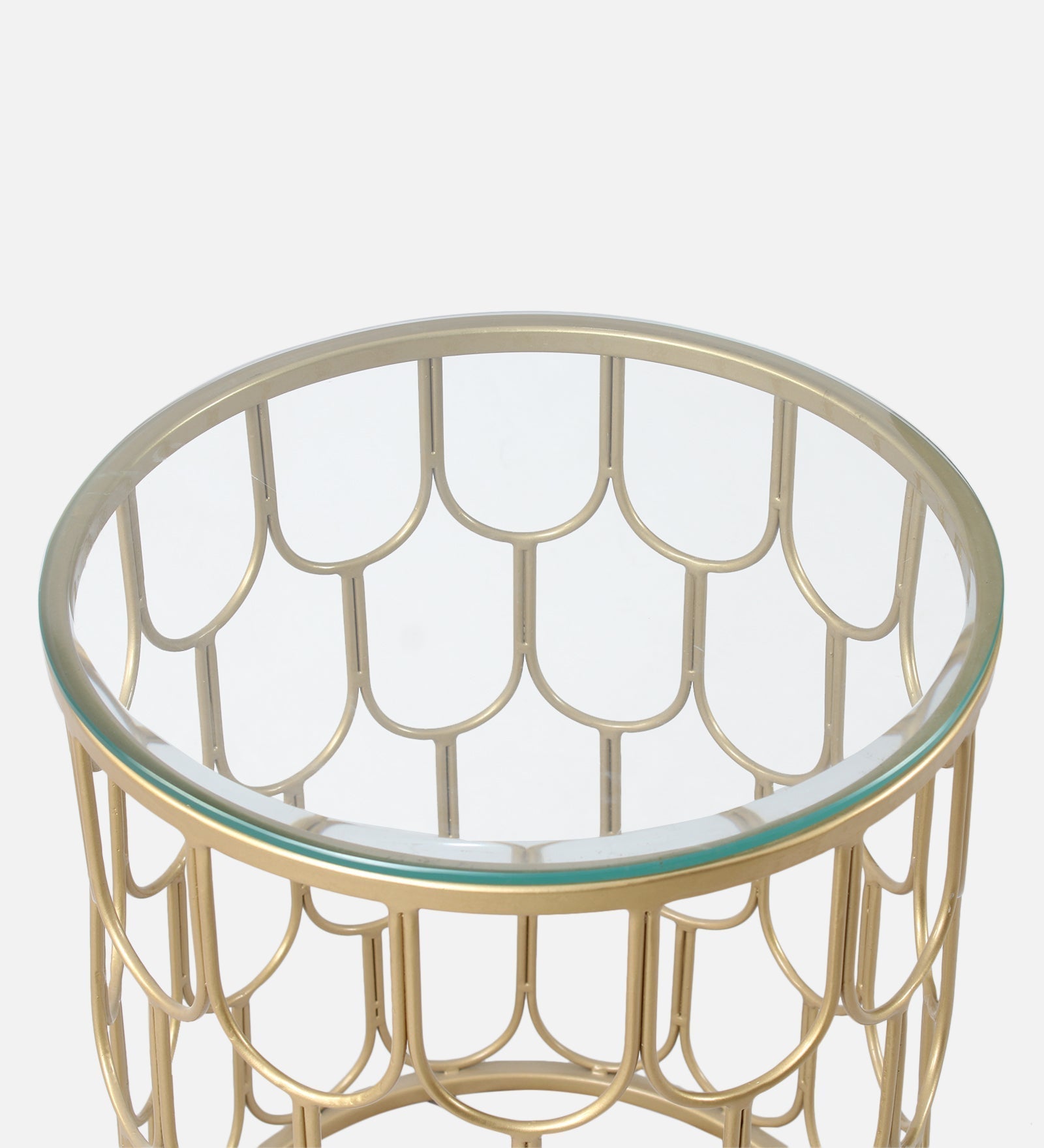 Serenity Clear Glass Side Table In Gold Finish