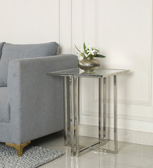 Tranquil Glass Side Table In Chrome Finish