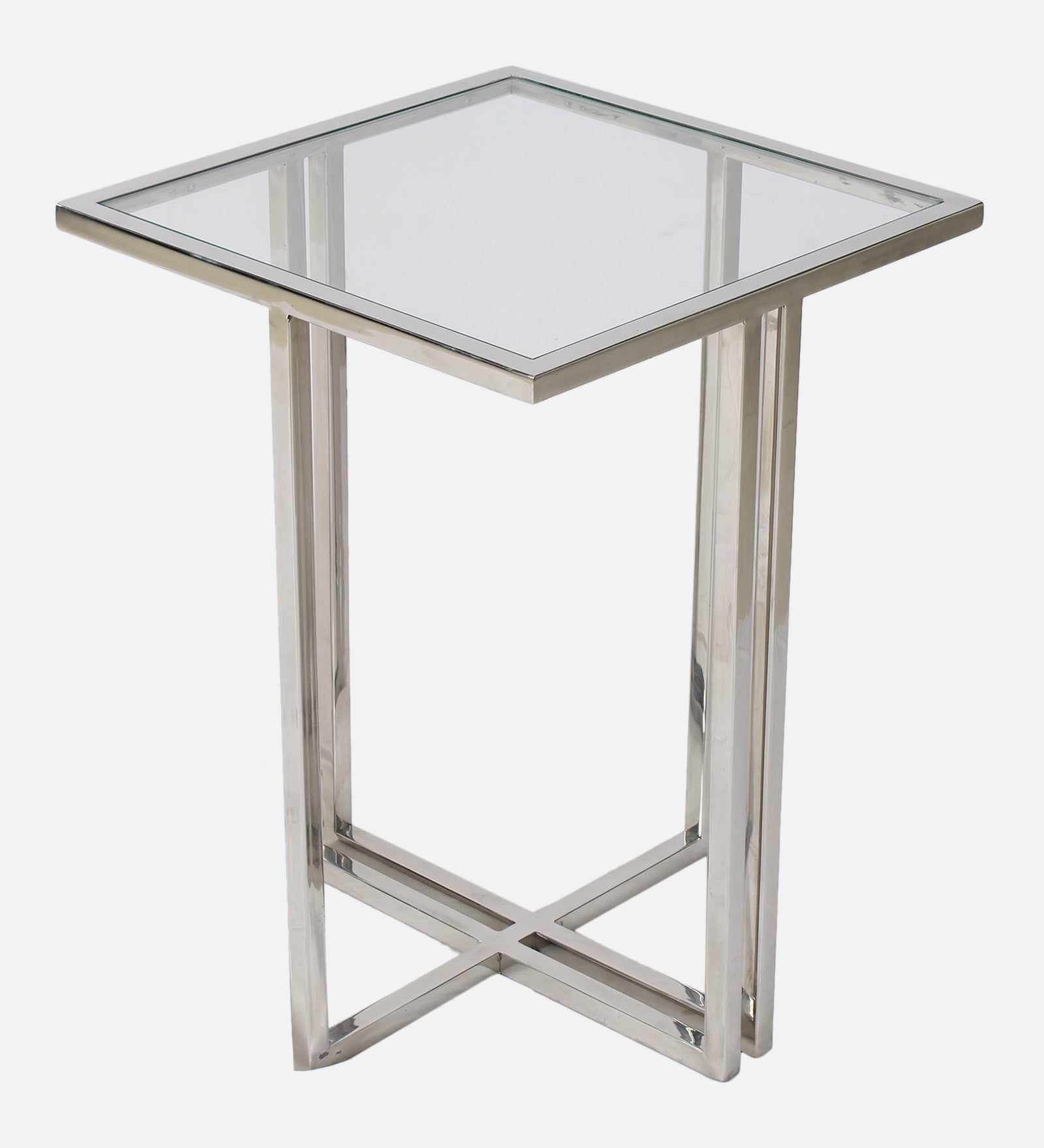 Tranquil Glass Side Table In Chrome Finish