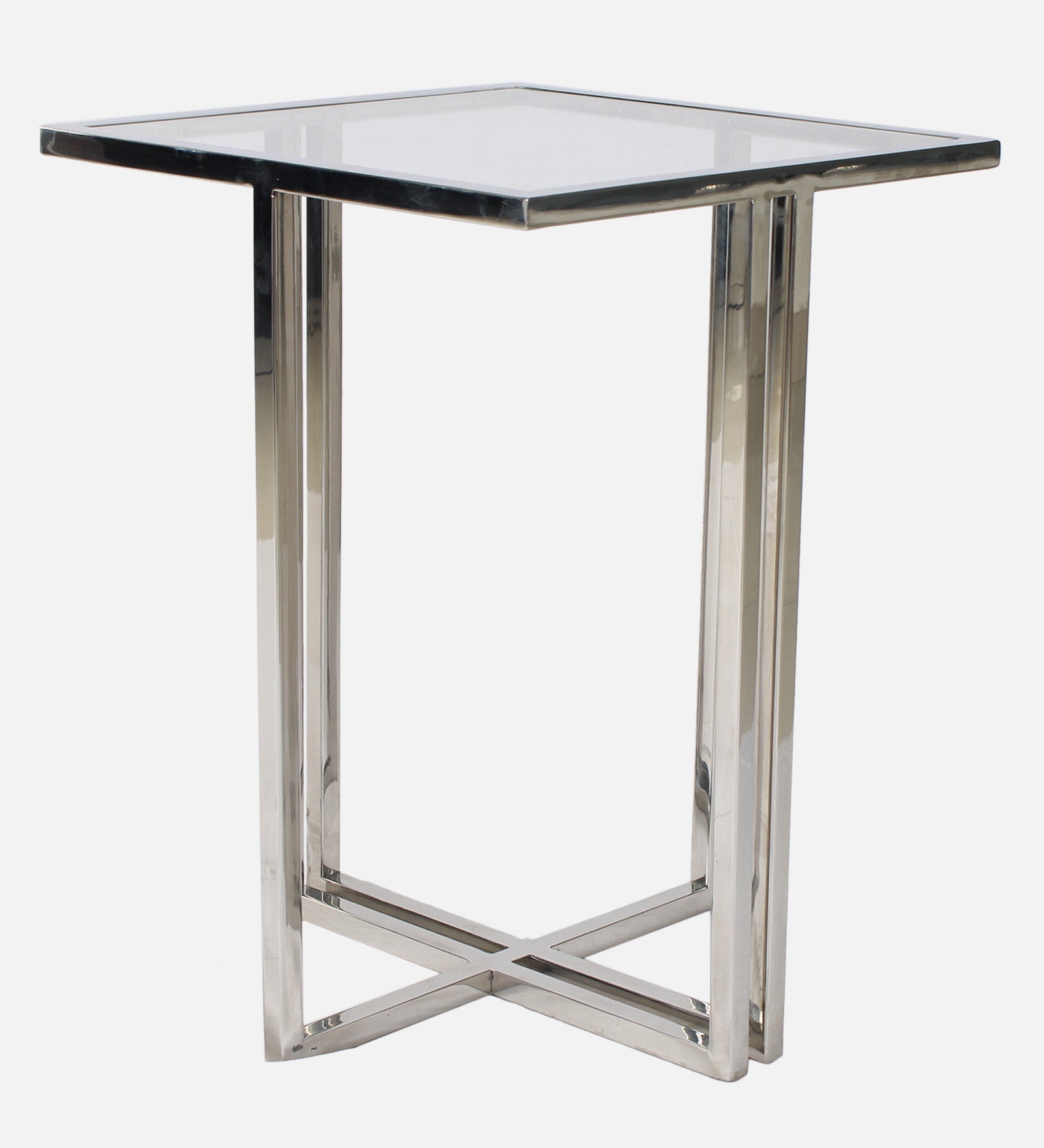 Tranquil Glass Side Table In Chrome Finish