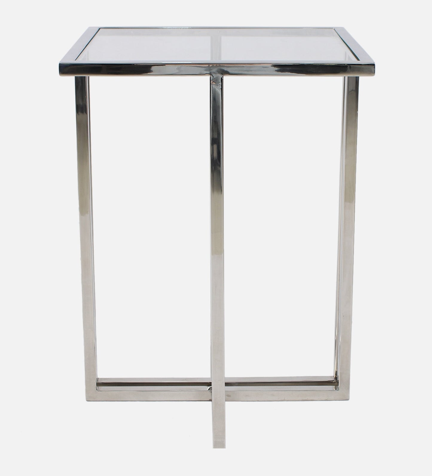 Tranquil Glass Side Table In Chrome Finish