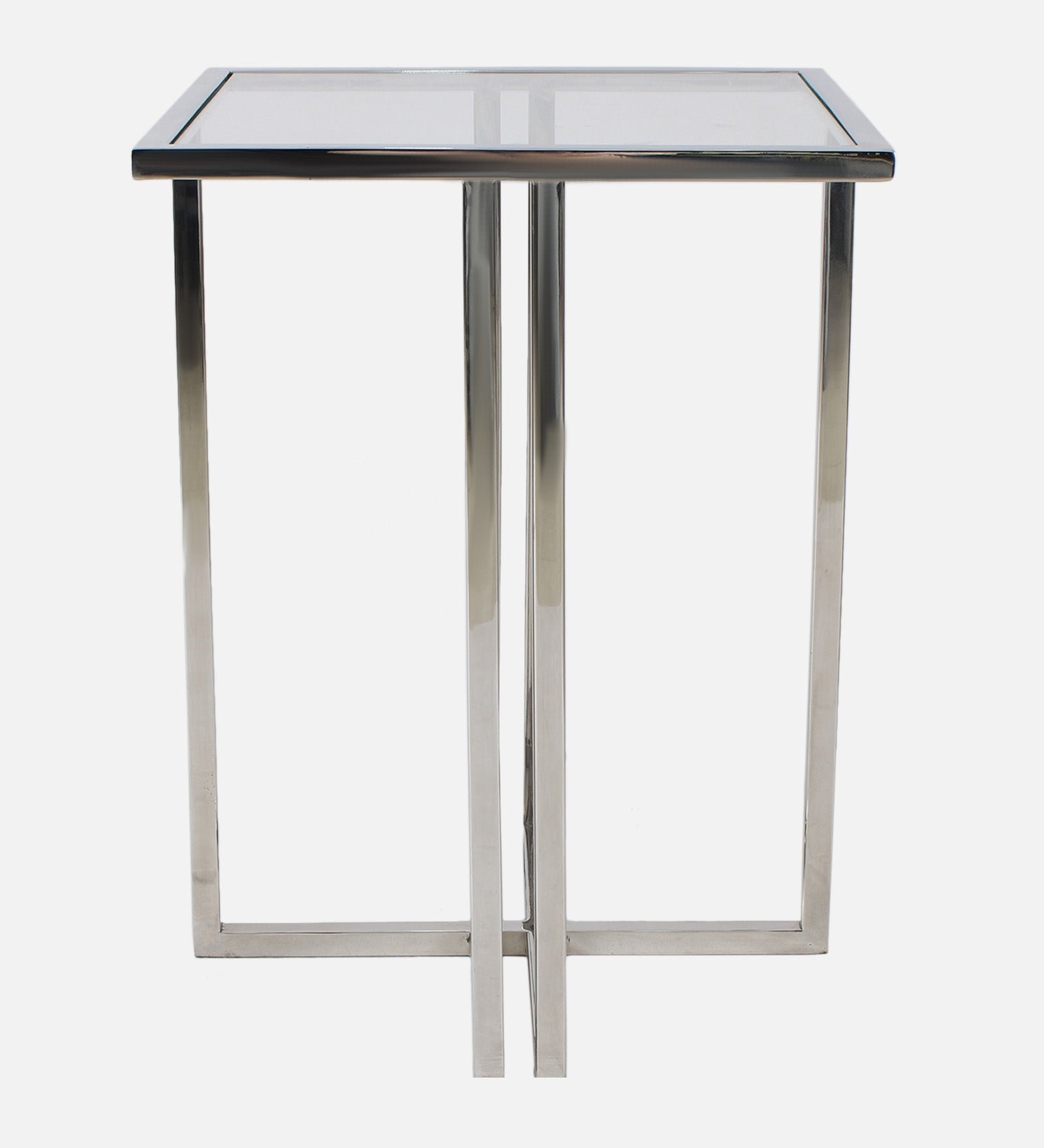 Tranquil Glass Side Table In Chrome Finish