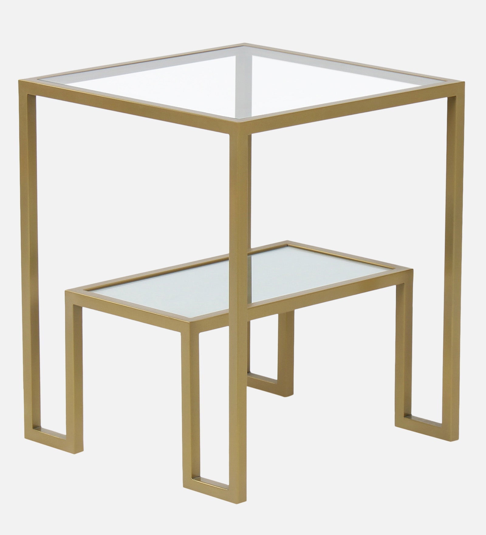 Ethos Glass Side Table In Gold Finish