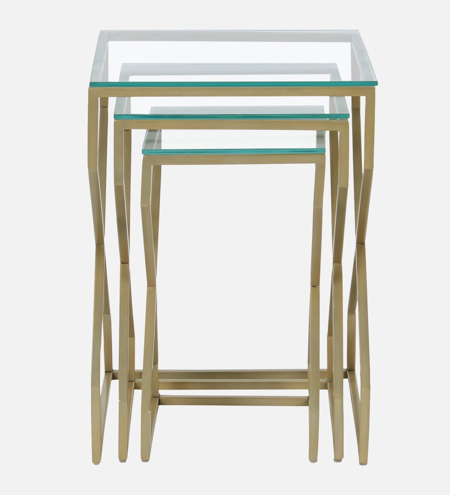 Luxor Glass Nesting Side Table In Gold Finish