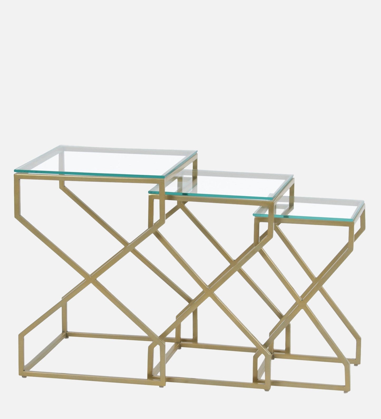 Luxor Glass Nesting Side Table In Gold Finish