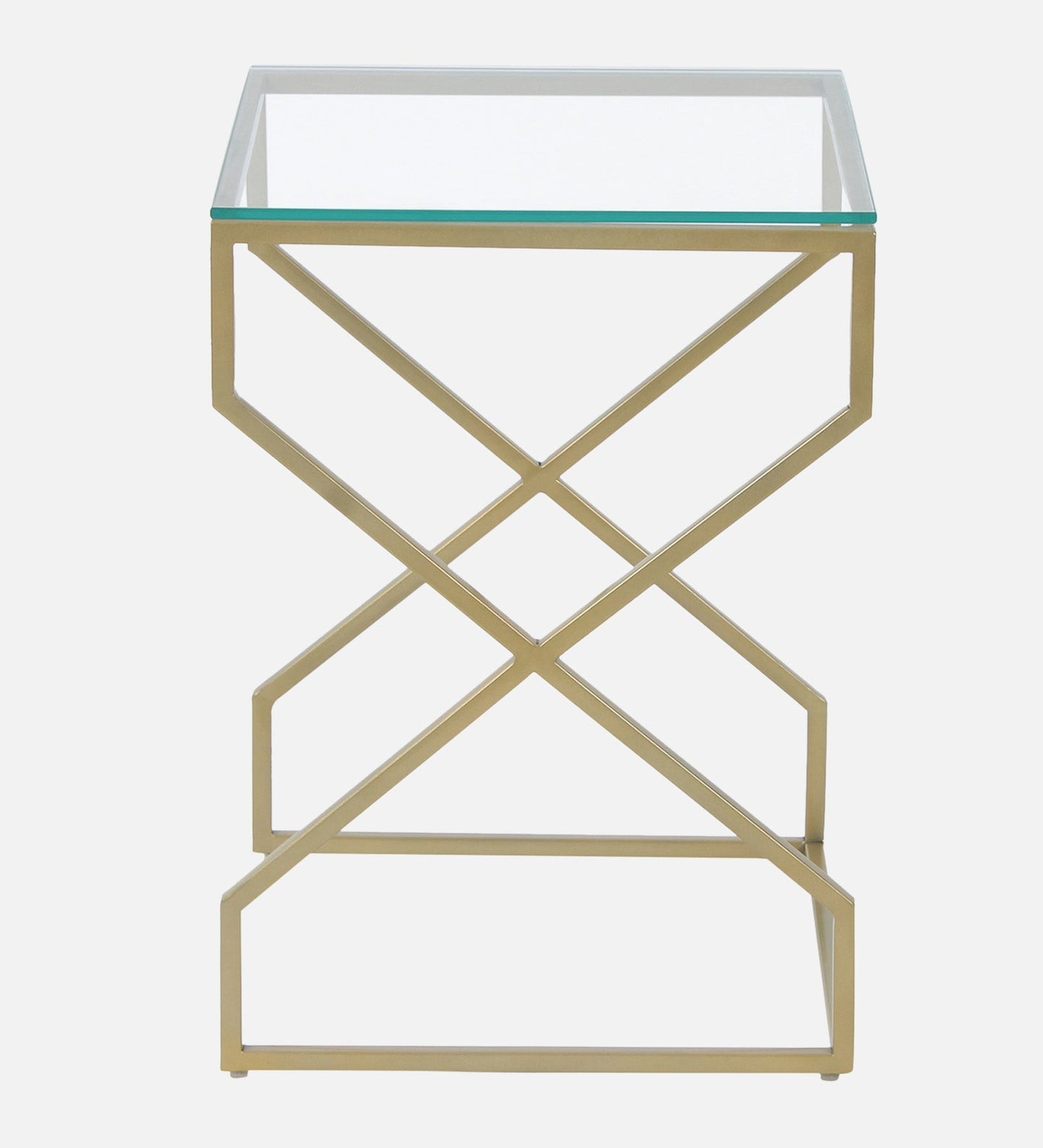 Luxor Glass Nesting Side Table In Gold Finish