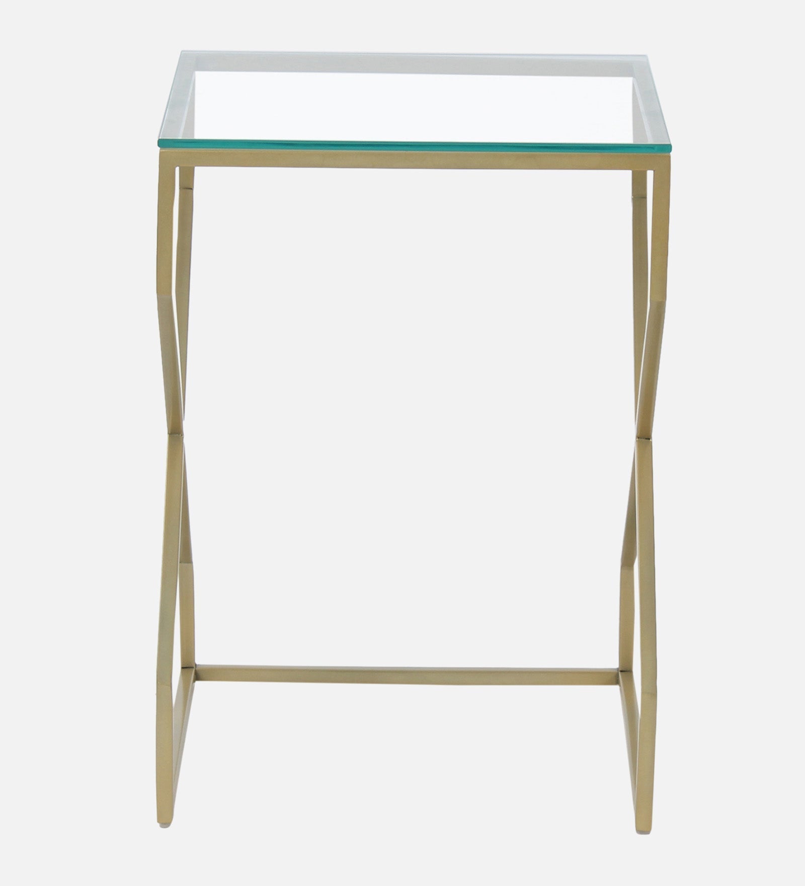 Luxor Glass Nesting Side Table In Gold Finish